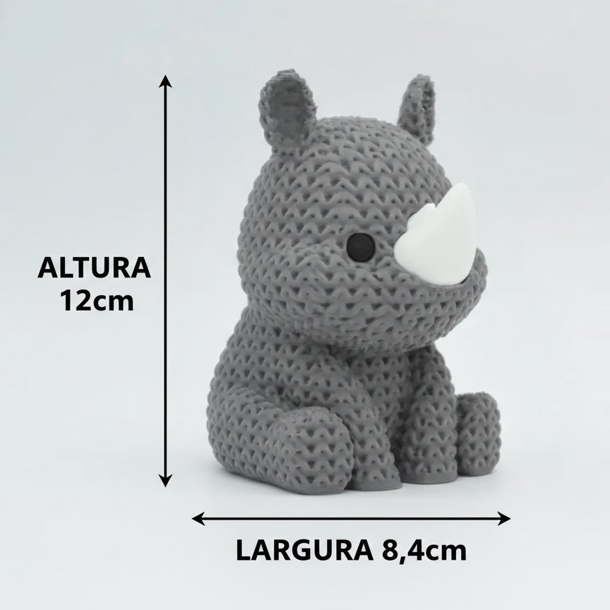 Rinoceronte de Tricô Decorativo – Efeito Tricô em Impressão 3D