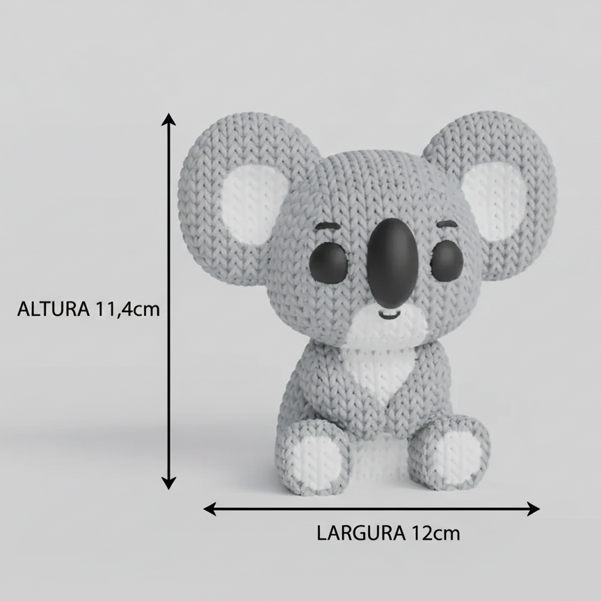 Koala de Tricô Decorativo – Efeito Tricô em Impressão 3D