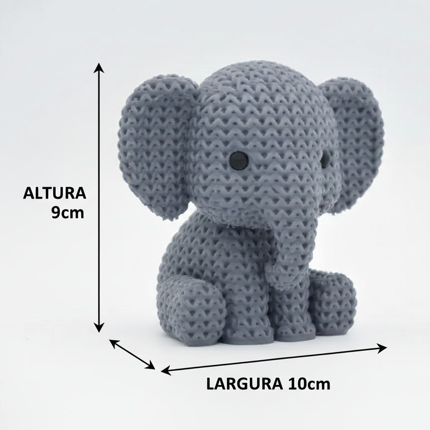 Elefante de Tricô Decorativo – Efeito Tricô em Impressão 3D