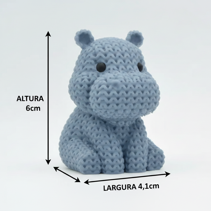 Hipopótamo de Tricô Decorativo – Efeito Tricô em Impressão 3D