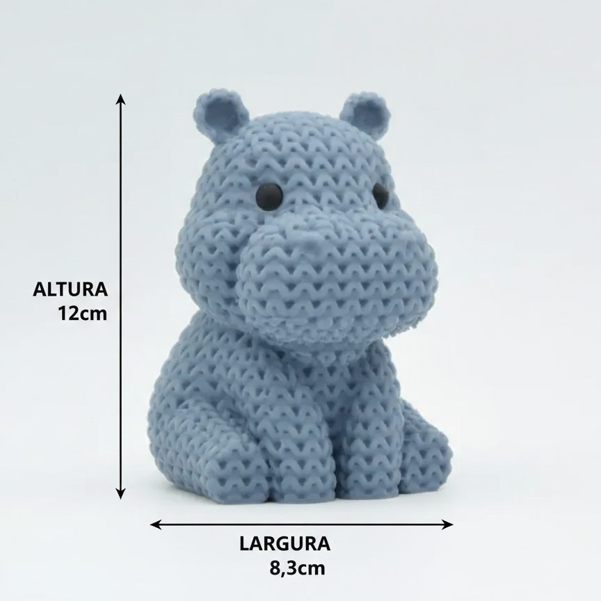 Hipopótamo de Tricô Decorativo – Efeito Tricô em Impressão 3D