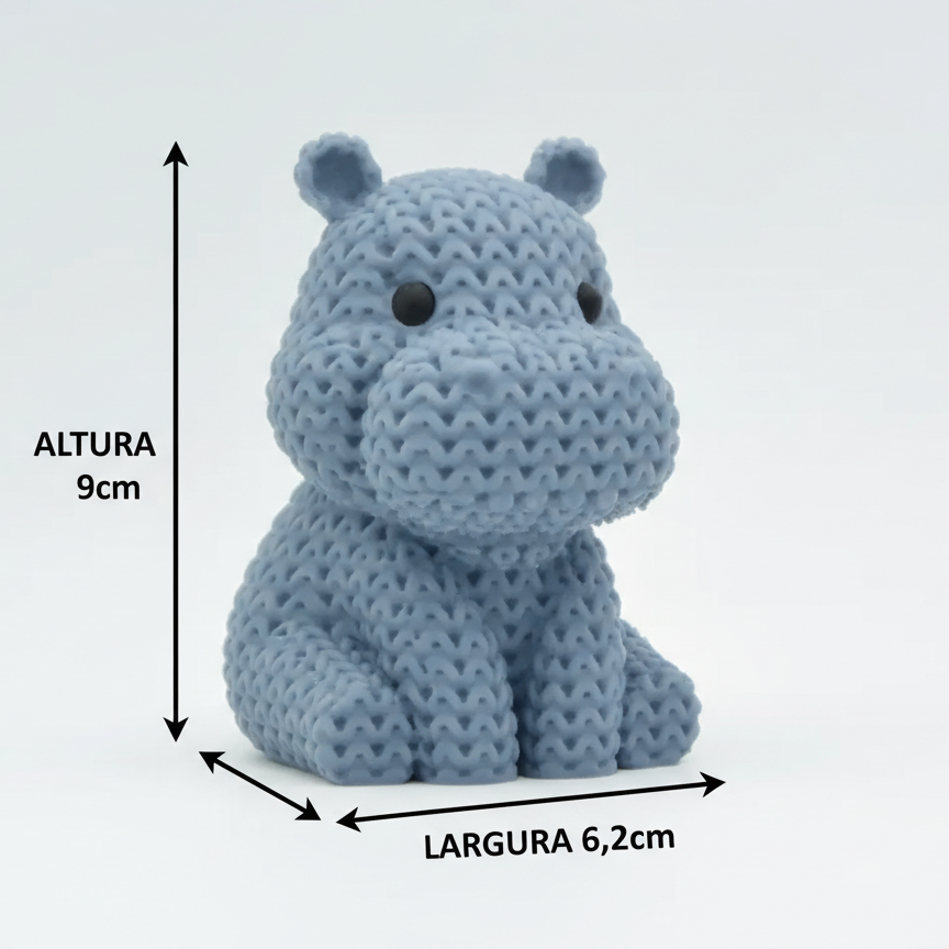 Hipopótamo de Tricô Decorativo – Efeito Tricô em Impressão 3D
