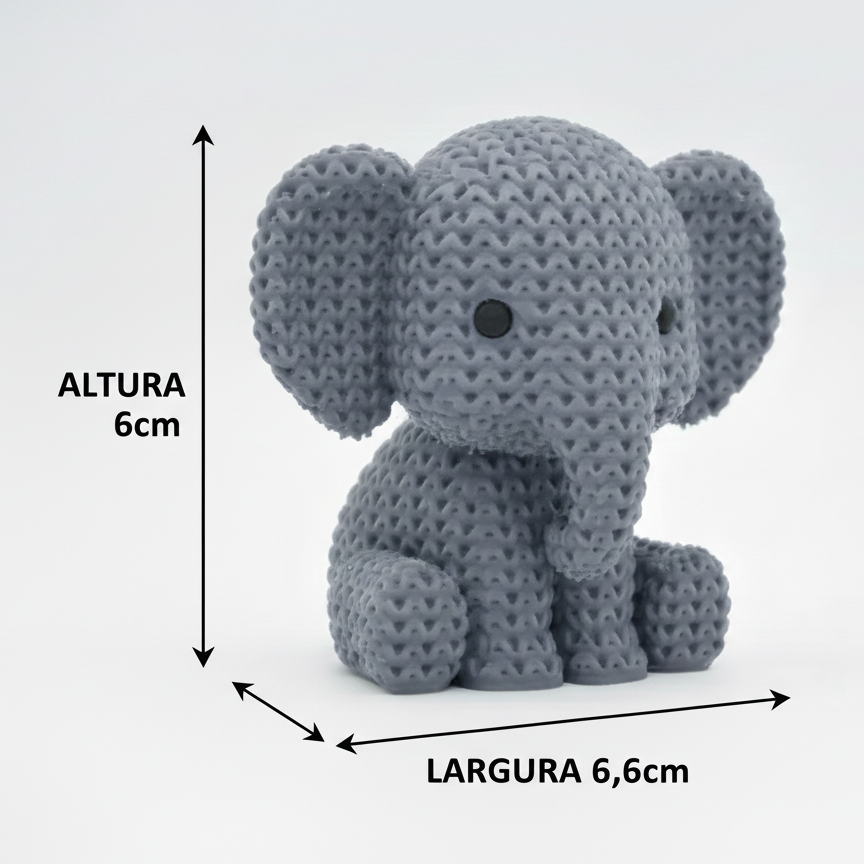 Elefante de Tricô Decorativo – Efeito Tricô em Impressão 3D
