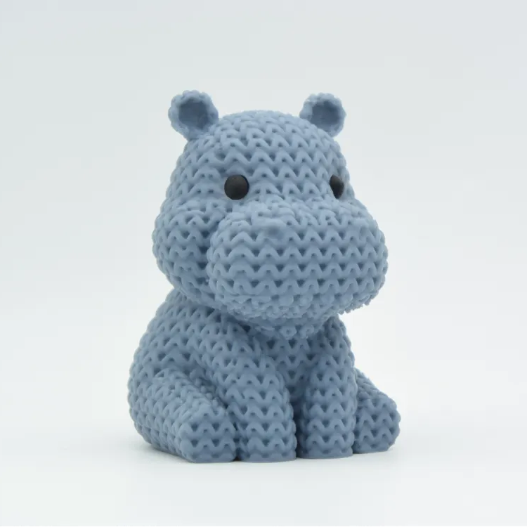 Hipopótamo de Tricô Decorativo – Efeito Tricô em Impressão 3D