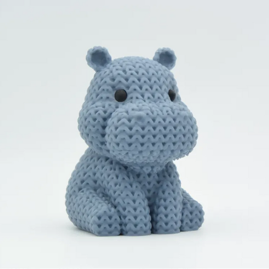 Hipopótamo de Tricô Decorativo – Efeito Tricô em Impressão 3D